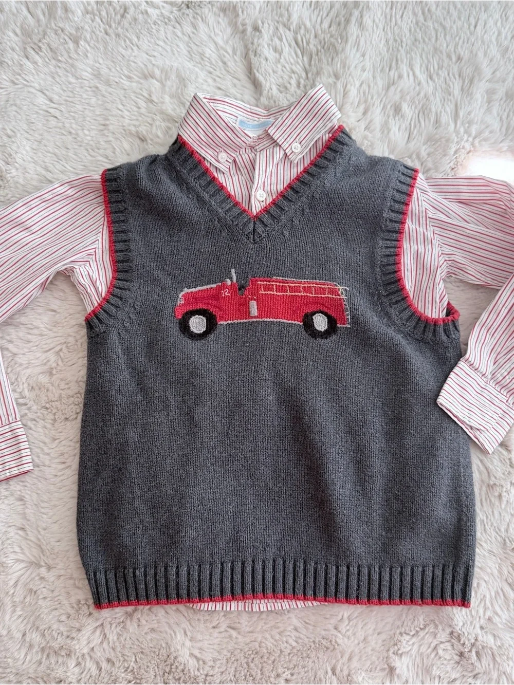 Janie and Jack Holiday Shirt and Vest Set Size 6